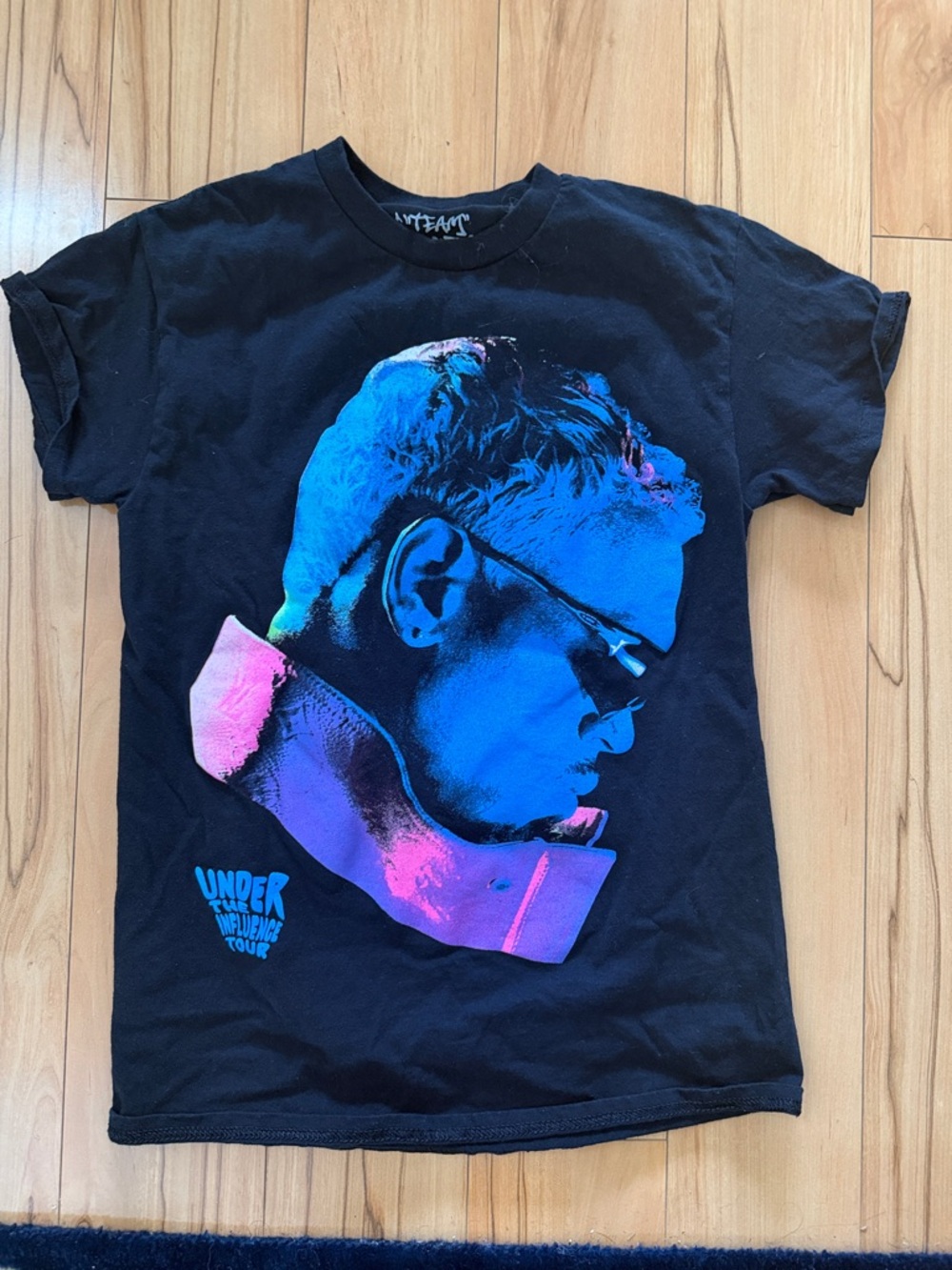 Chris Brown Tour Tee with Blue & Pink Portrait